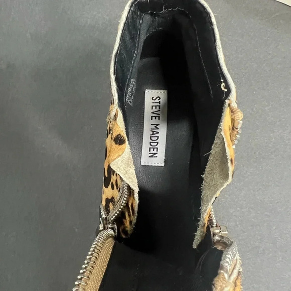 Steve Madden cow hide fur leopard print sneakers zipper size 7 - Picture 7 of 12
